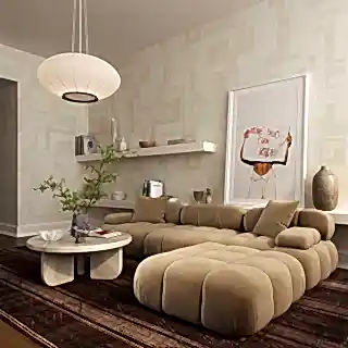 Solace Camel Velvet Modular Ottoman