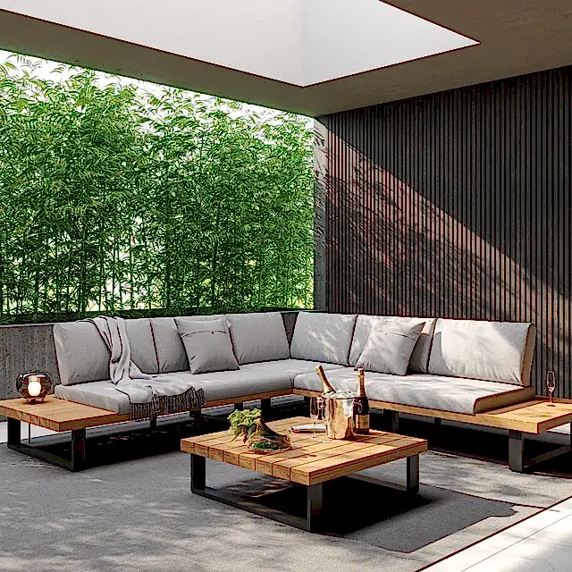 Bali Outdoor Sectional Sofa and Coffee Table Set