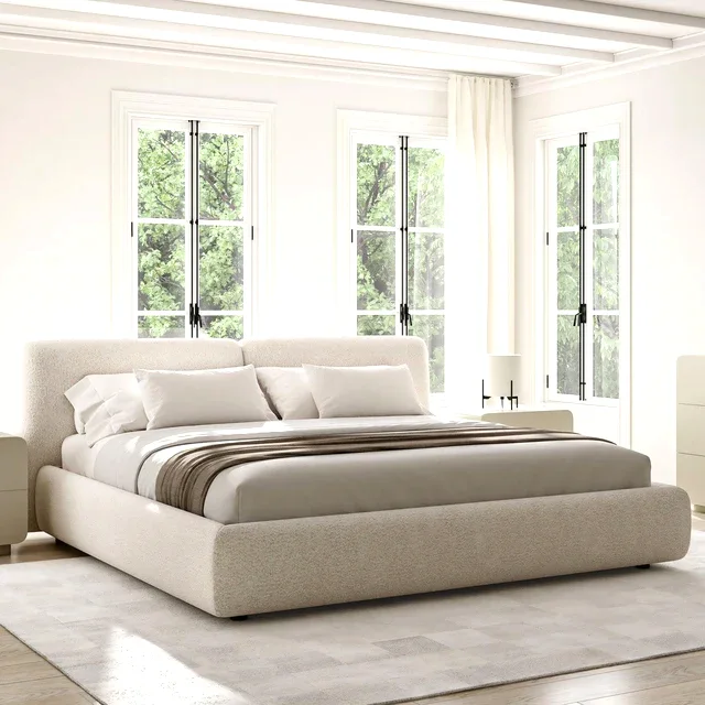 Gabriele Bed White Boucle