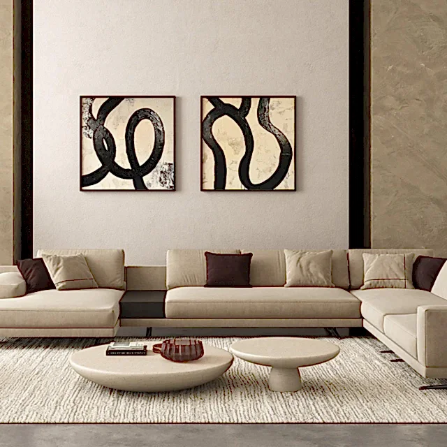 Maestro Sectional Sofa Beige Velvet