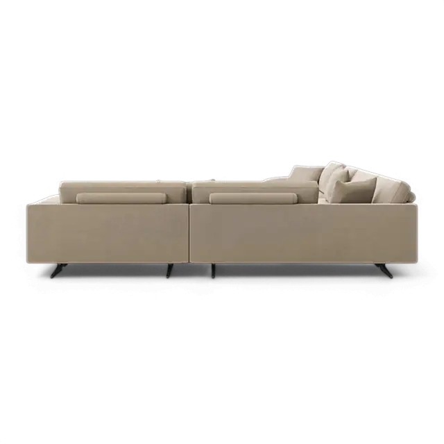 Maestro Sectional Sofa Beige Velvet