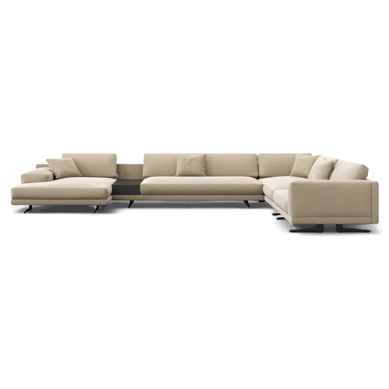 Maestro Sectional Sofa Beige Velvet