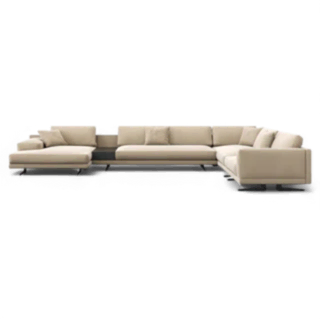 Maestro Sectional Sofa Beige Velvet