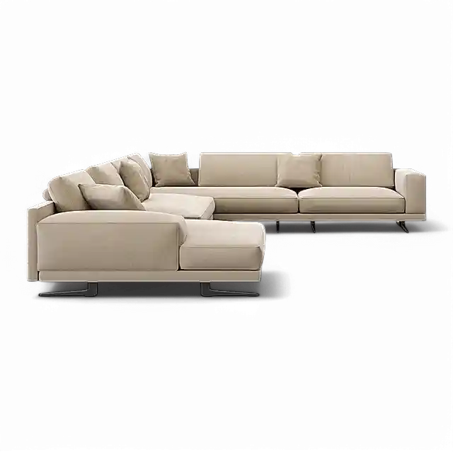 Maestro Sectional Sofa Beige Velvet