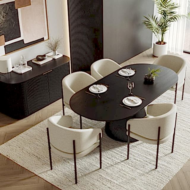 Oxford Rectangular Dining Table Black Wood